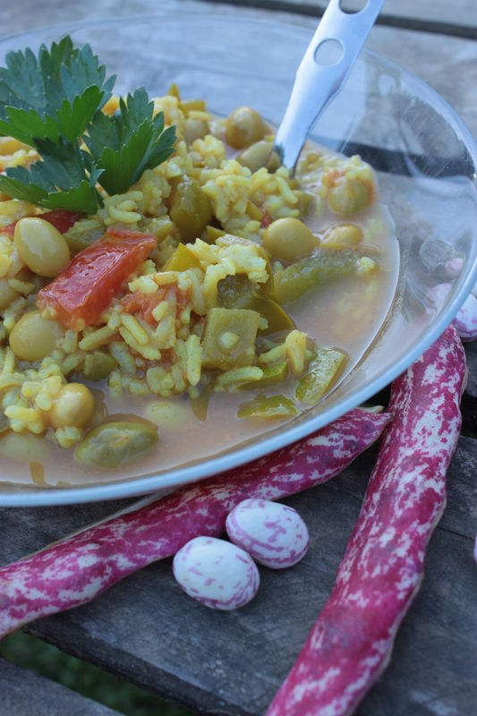 Soupe aux haricots et poivrons verts