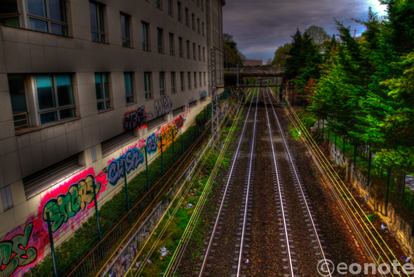 canon, eos 7d, hdr, montpellier, train, voie ferree