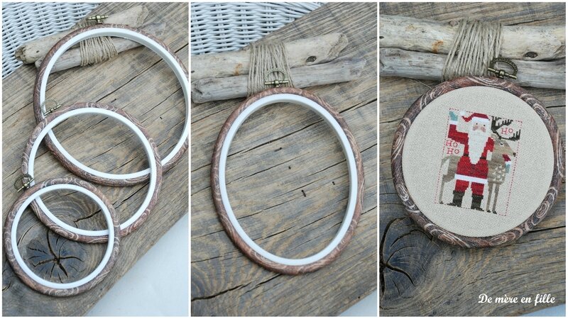 cercles à broder finition bois