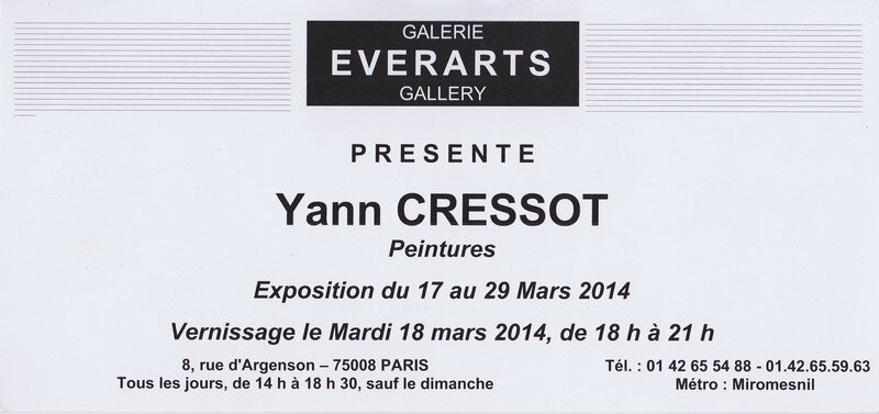 Invitation Yann Cressot Galerie 8ème