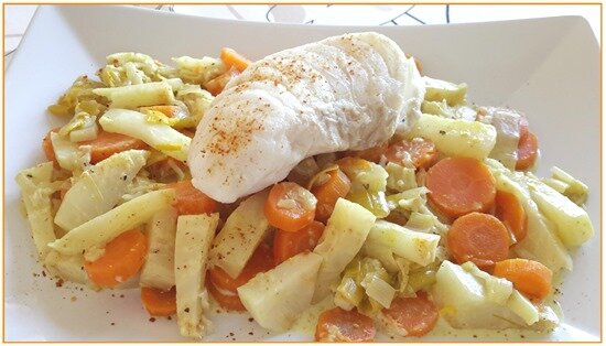 dos de cabillaud sur légumes fondants crémés11 dos de cabillaud sur légumes fondants crémés11