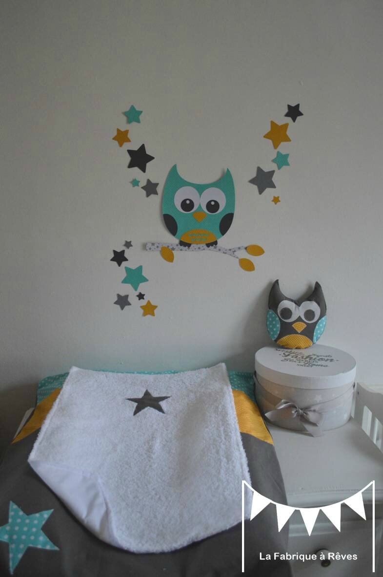 Décoration chambre enfant mixte turquoise jaune moutarde gris ...