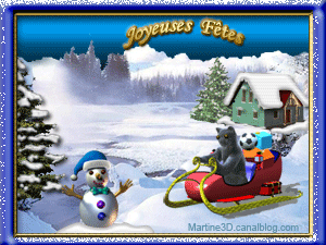 carte 3d joyeux noel merry christmas paysage neige