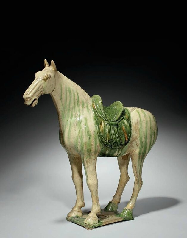A large sancaiglazed pottery figure of a horse, Tang dynasty (AD 618