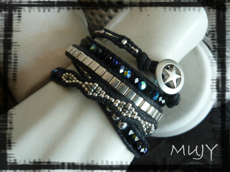 bracelet Wrap noir 5 tours