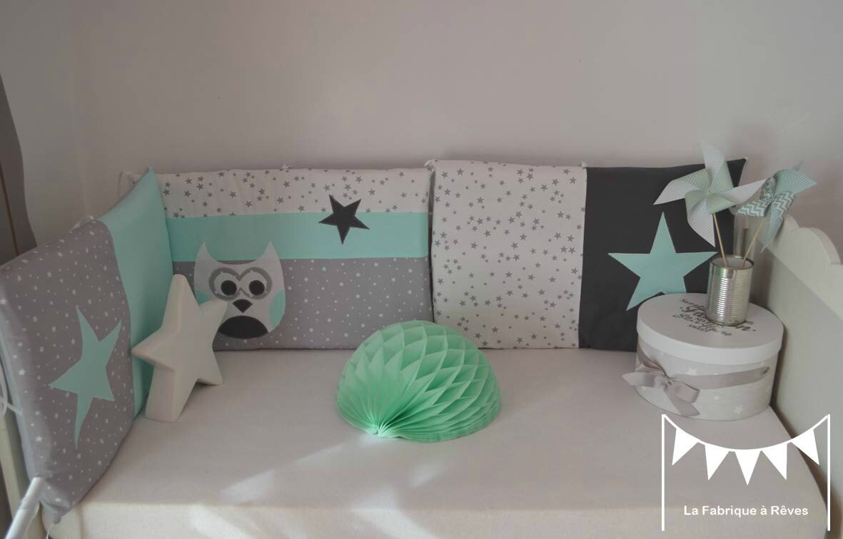 Modele Cuisine Beige : tour lit linge lit gris vert deau vert menthe blanc étoiles hibou Modele Cuisine Beige : tour lit linge lit gris vert deau vert menthe blanc étoiles hibou