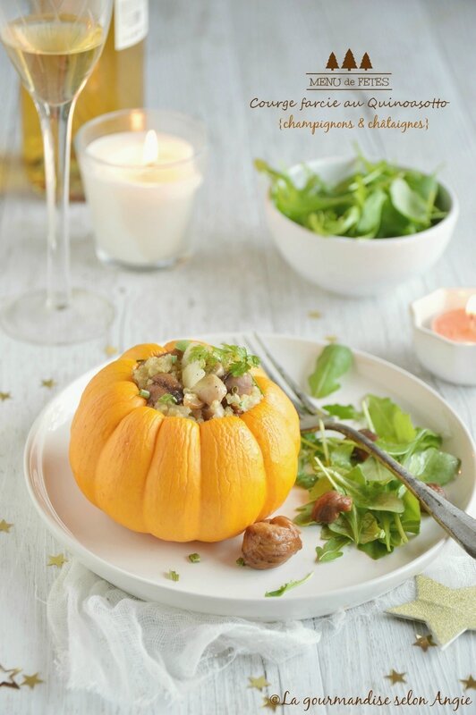 courge farcie au quinoa champignon chataignes vegan noel 2