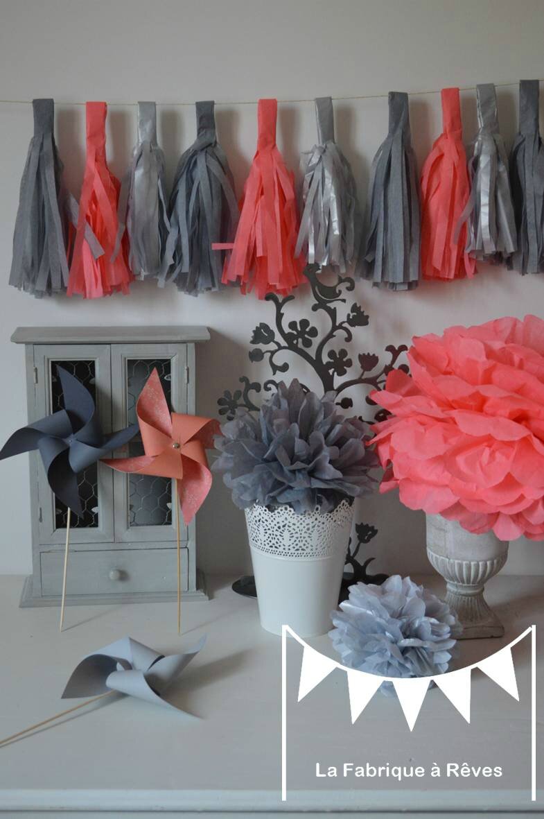 Pochons à dragées hiboux chouettes et décoration de baptême corail ...