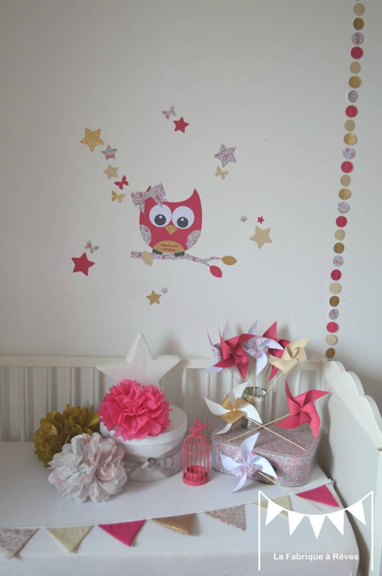 Décoration chambre enfant bébé fille liberty éloise rose fuchsia ...