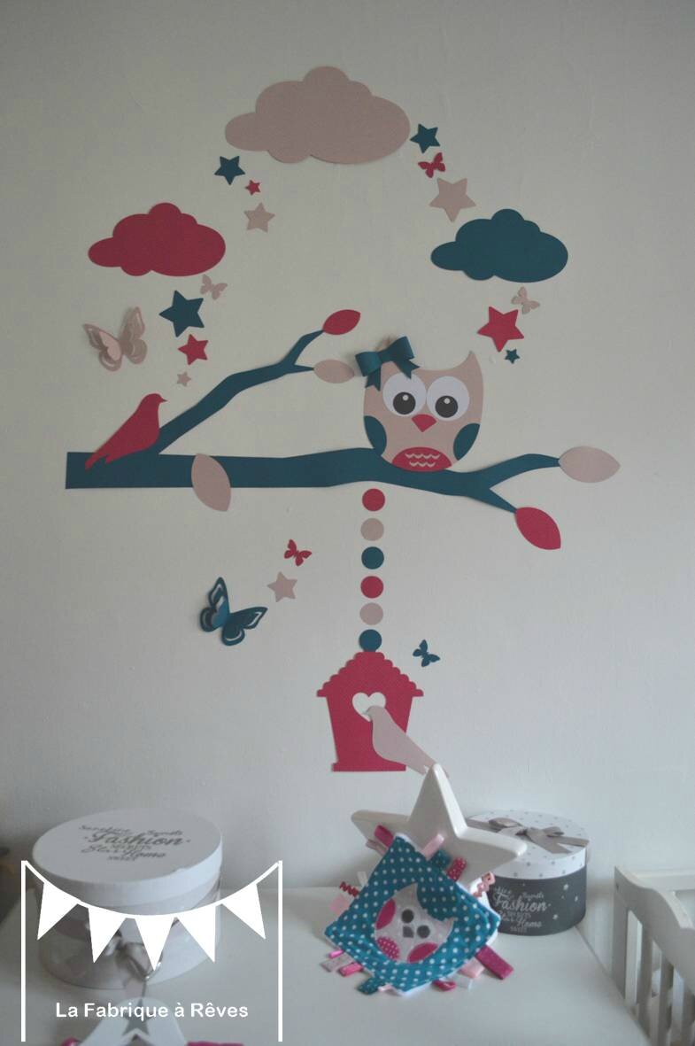Décoration chambre bébé et linge de lit hibou chouette étoiles ...