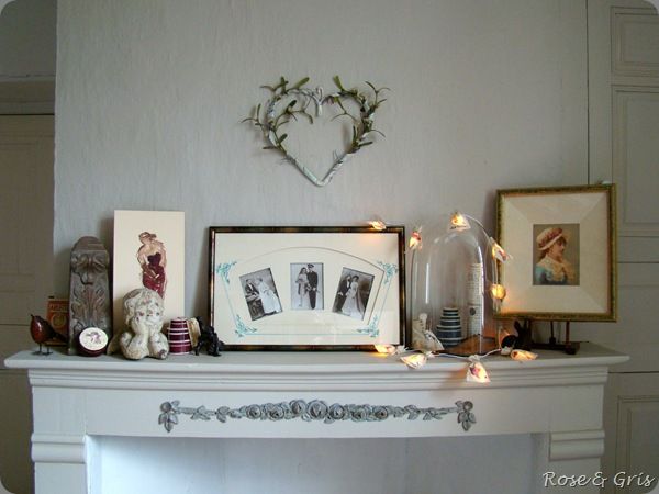 Ambiances rose & gris Cheminée décor Vieille