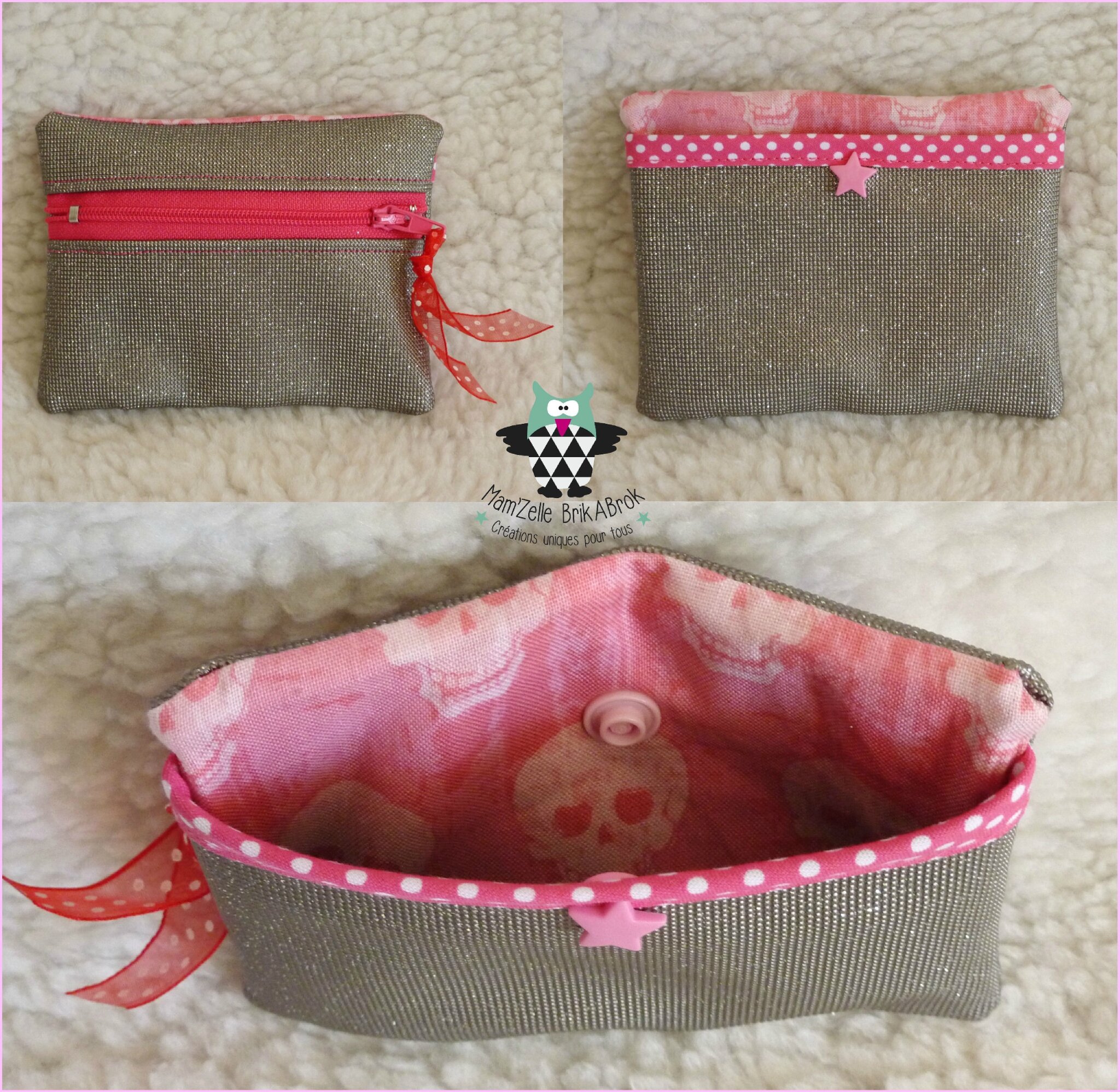 Porte-monnaie avec range CB ou billets - 13 € sur commande