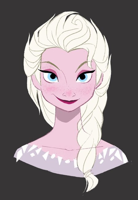 エルサの正面顔 アナと雪の女王 公式の2dイラストが可愛い ディズニーが製作したオシャレなタッチの絵 画像 Naver まとめ