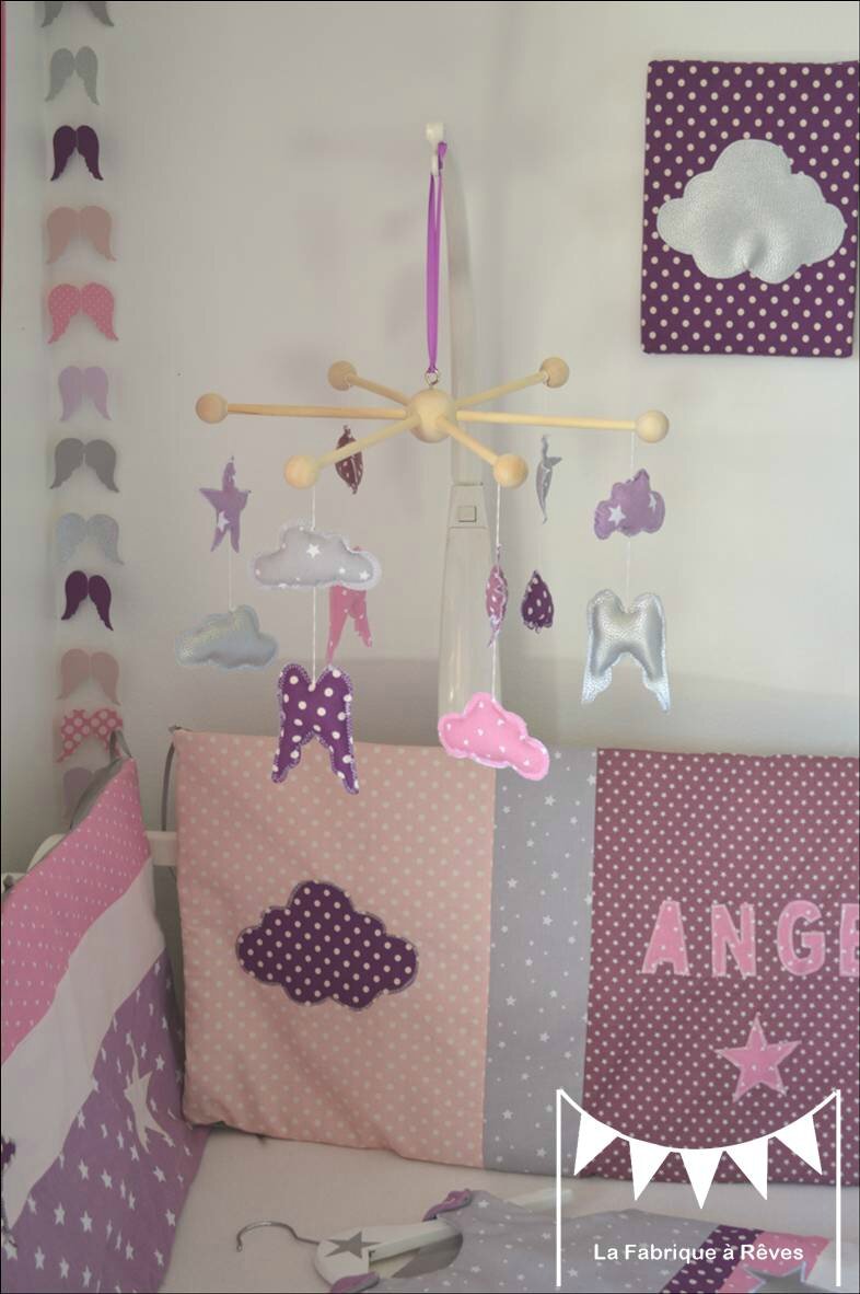 Mobile étoiles ailes ange nuage décoration chambre bébé fille ...