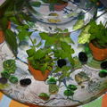 plantes aquatiques , tissu ikéa et petits poissons......